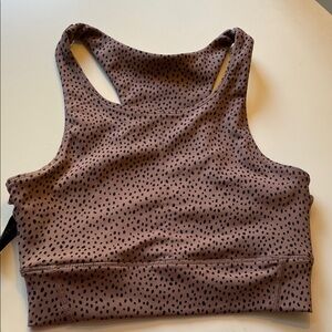 Tan/Brown with Black Spots Racerback Sports Bra